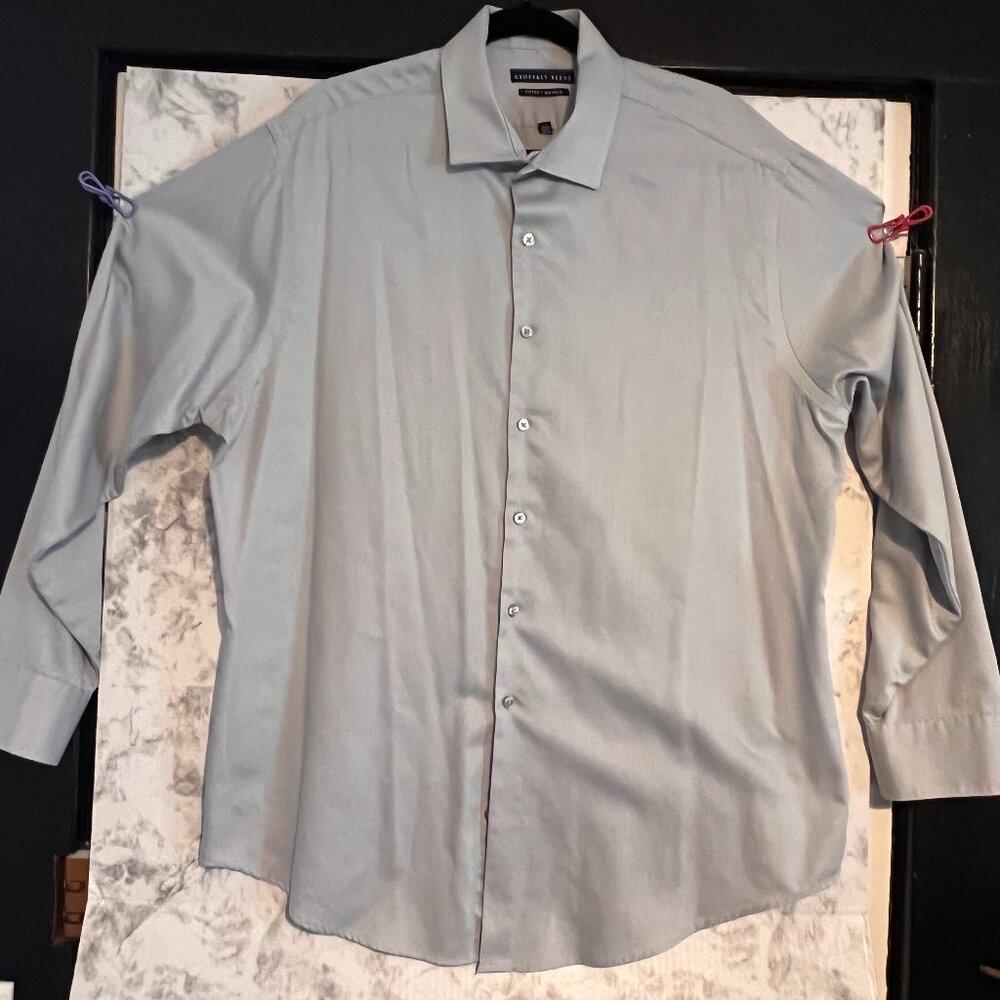 Geoffrey Beene Sateen Shirt Men's Size 17-34/35 Button Up Fitted No Iron